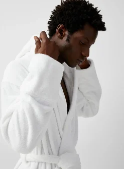 Hooded terry bathrobe