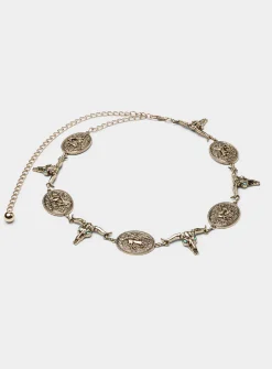 Horse and bull medallion belt