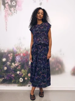 Impressionist irises chiffon skirt