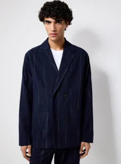 Irregular stripe seersucker jacket