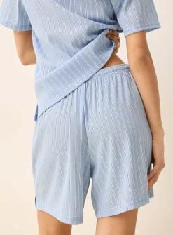 Irregular stripes piqué short
