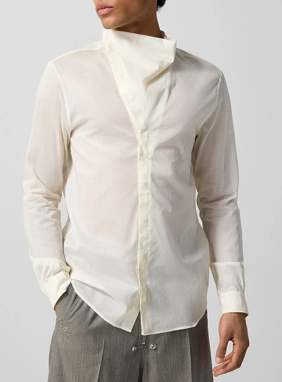 Island funnel-neck sheer shirt