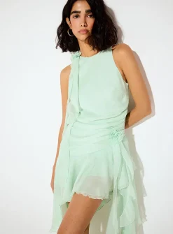 Ivana mint green ruffled minidress