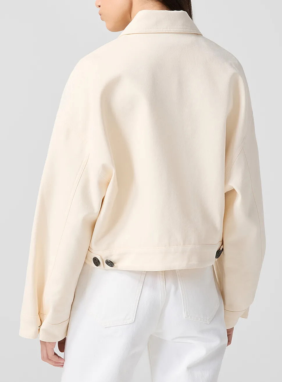 Ivory zippered cropped jacket