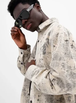 Jacquard velvet overshirt