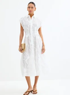 Jamie floral decals cinched shirtdress