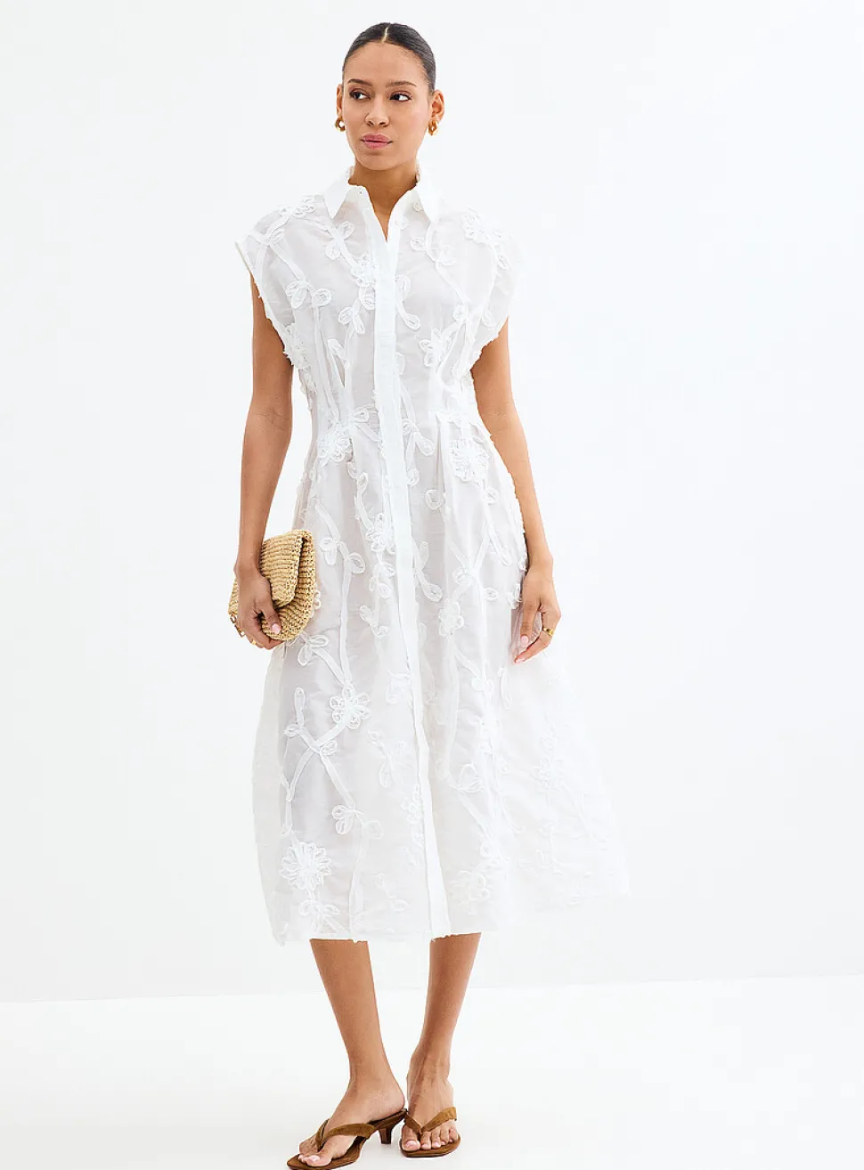 Jamie floral decals cinched shirtdress