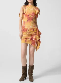 Janick asymmetrical ruffles short dress