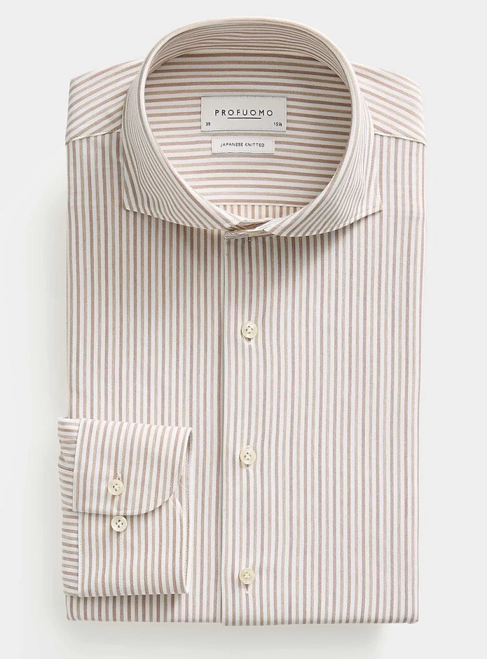 Japanese knit clay-stripe shirt