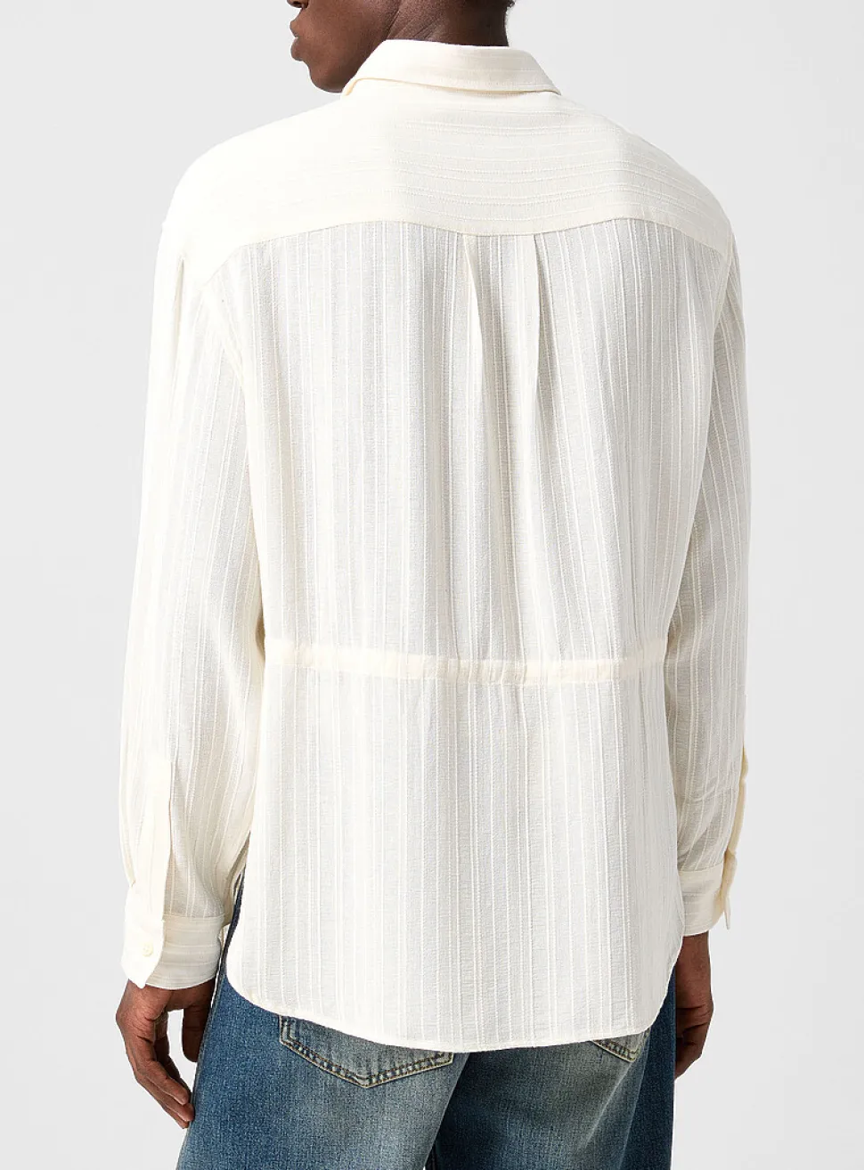 Kali textured stripes belted shirt