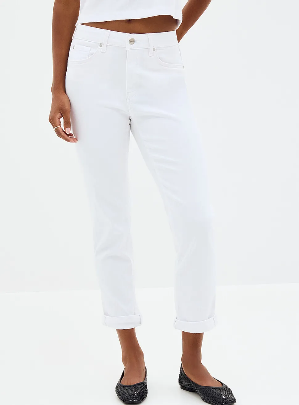 Kathleen white rolled-hem jean