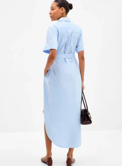 Kinime sky blue belted shirtdress