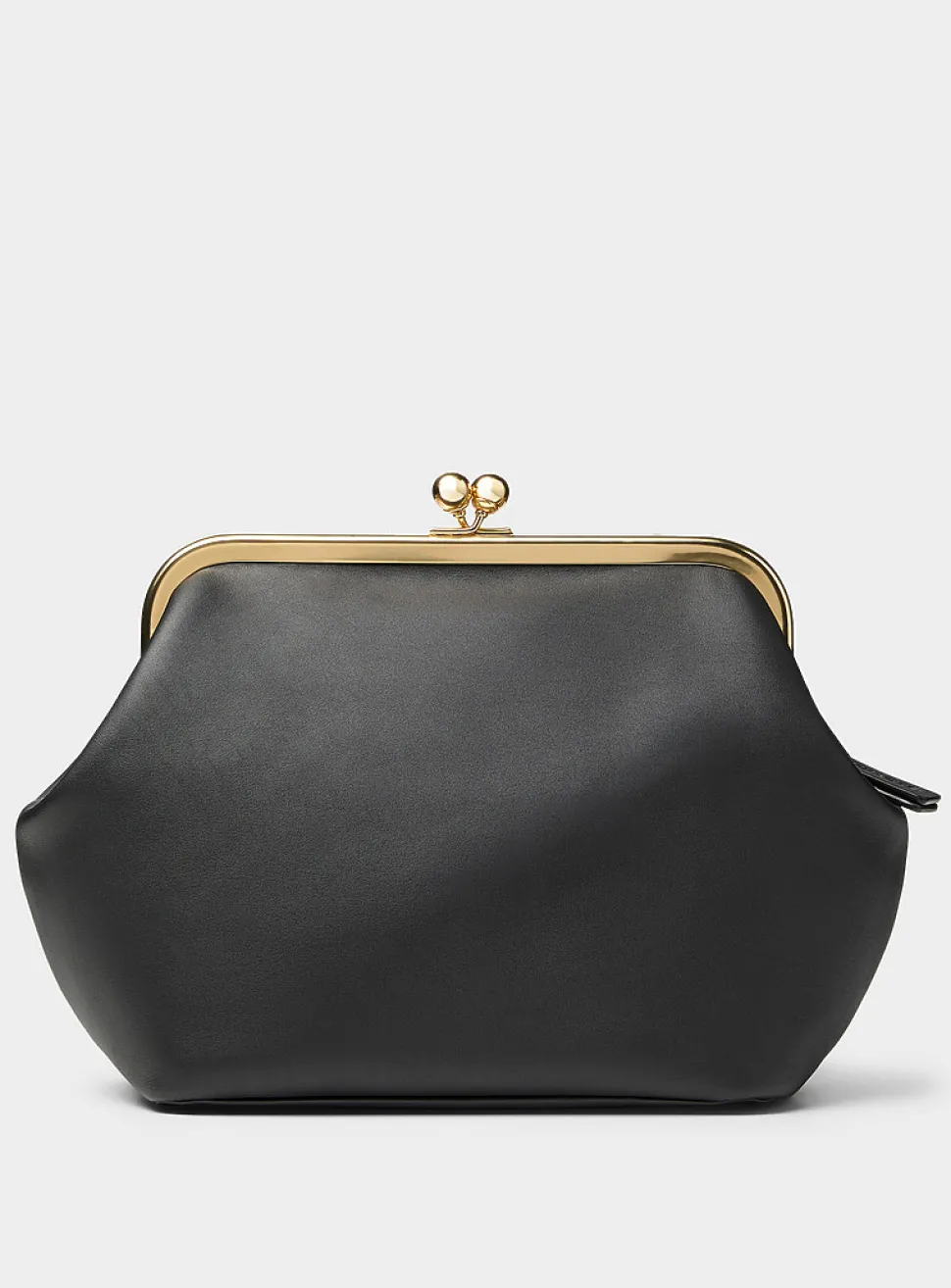 Kisslock ebony leather minaudière
