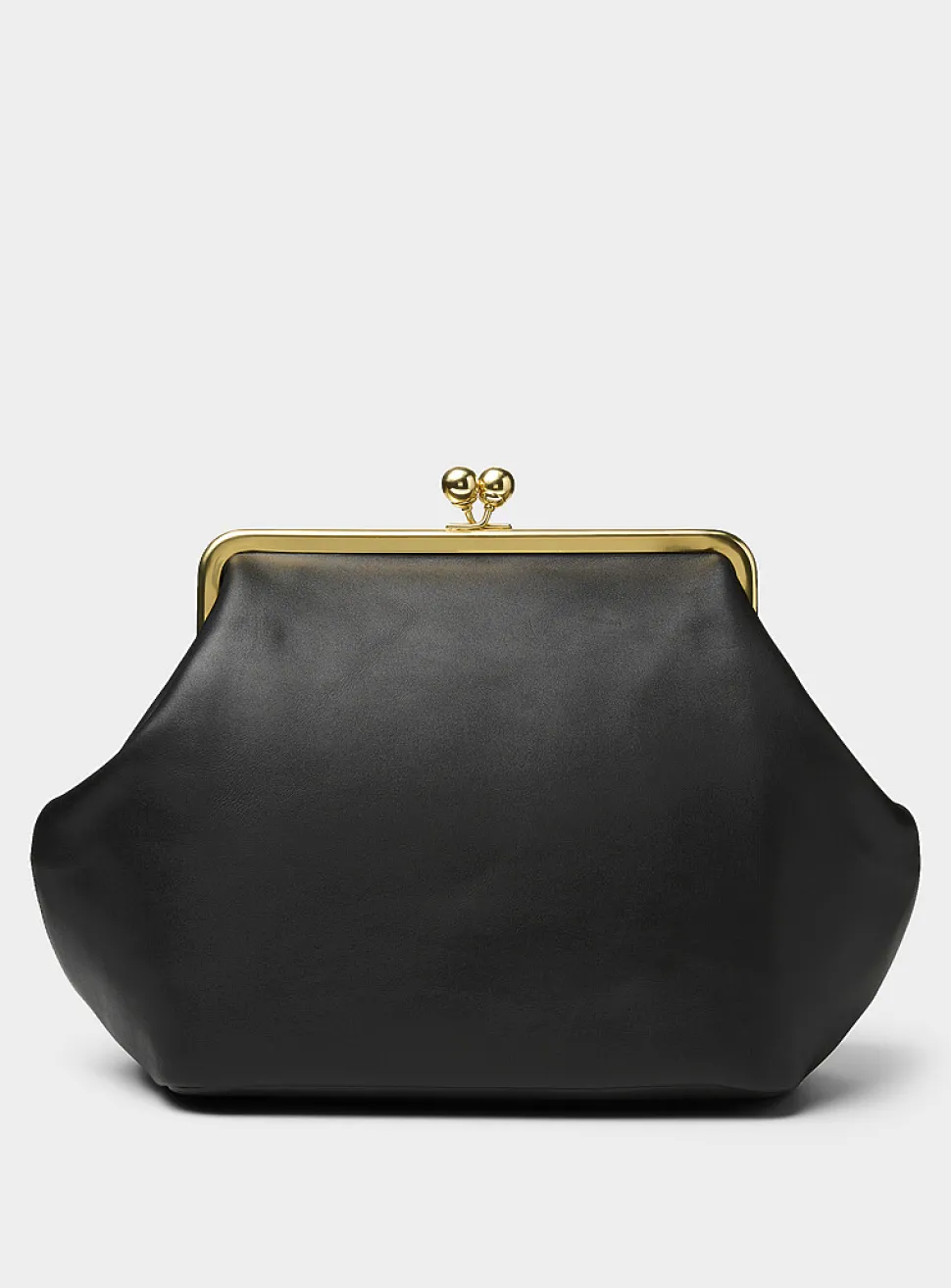 Kisslock XL ebony leather minaudière