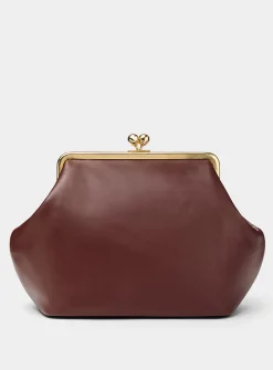 Kisslock XL ebony leather minaudière