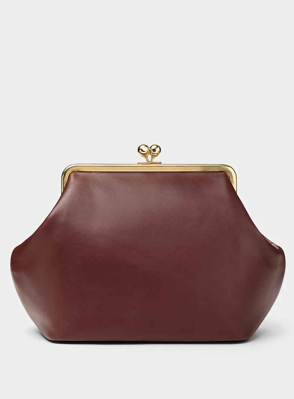 Kisslock XL ebony leather minaudière