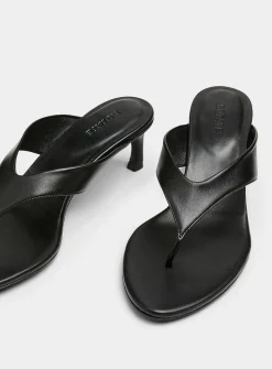 Kitten heel leather mule sandals