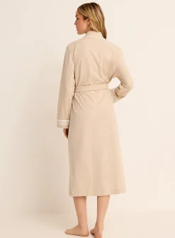Lace-accent Supima® cotton long robe