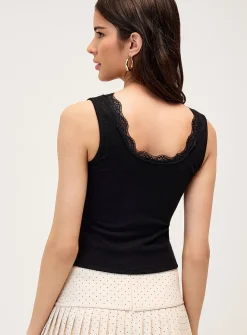 Lace collar cropped cami