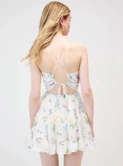 Laced back floral minidress