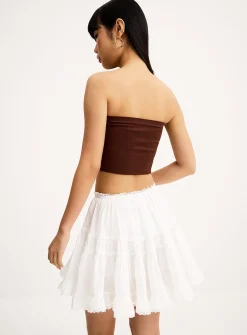 Lace details tiered miniskirt