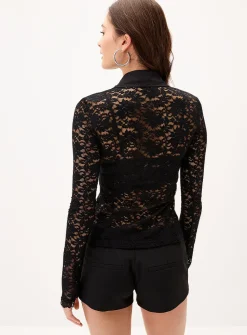 Lace fitted polo shirt