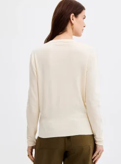 Lace insert crossover sweater