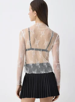 Lace mock neck t-shirt