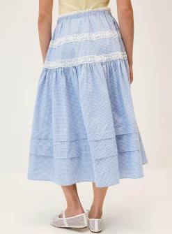 Lace-trim maxi skirt