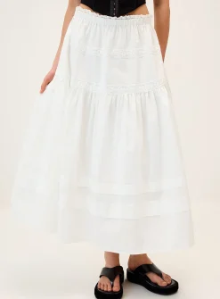 Lace-trim maxi skirt