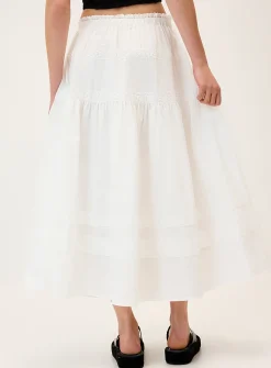 Lace-trim maxi skirt