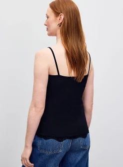 Lace trim ribbed cami