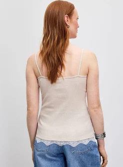 Lace trim ribbed cami