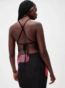 Lace-up back knit cami
