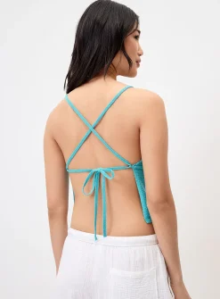 Lace-up back knit cami