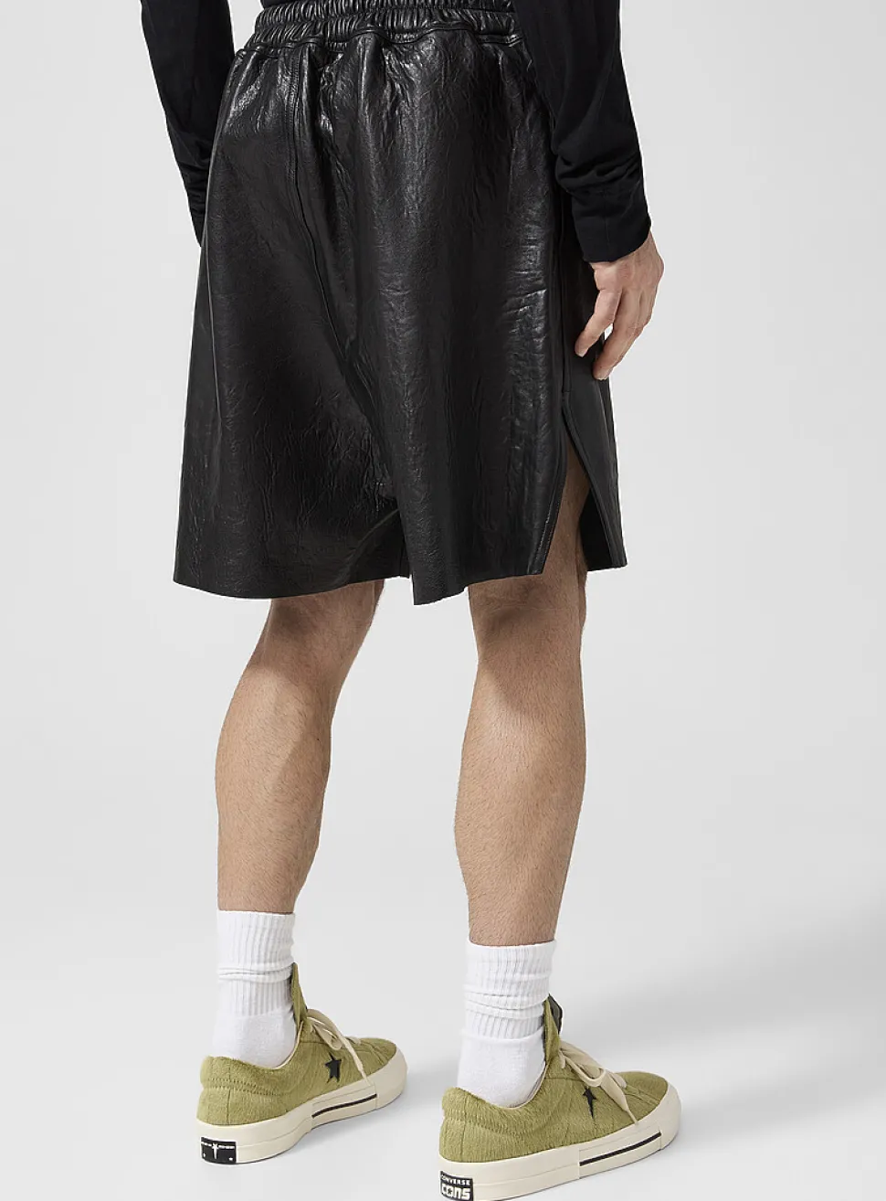Lambskin leather long short