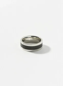 Large black stone textured ring