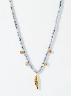 Large fish blue necklace