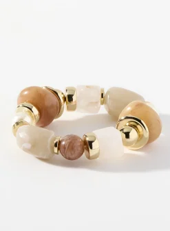 Large stone and pearl bracelet