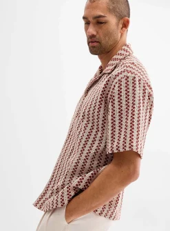 Lattice crochet-knit shirt