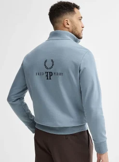 Laurel wreath zipped mock-neck sweatshirt