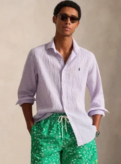 Lavender striped seersucker shirt