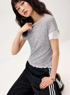 Layered lettuce-trim fooler T-shirt