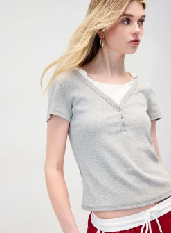 Layered-look hooded T-shirt