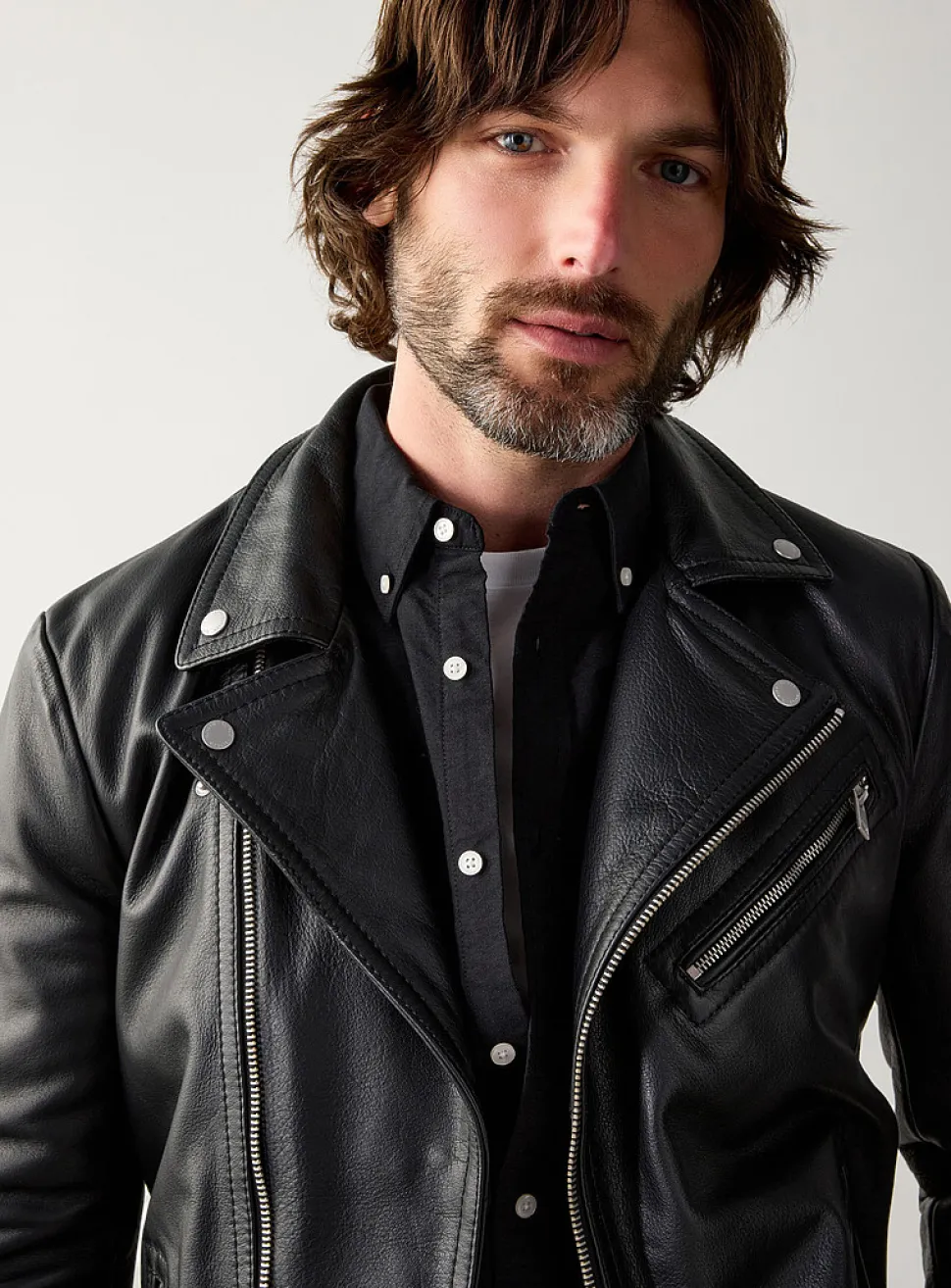 Leather biker jacket