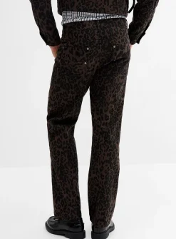 Leopard-print double-knee jean