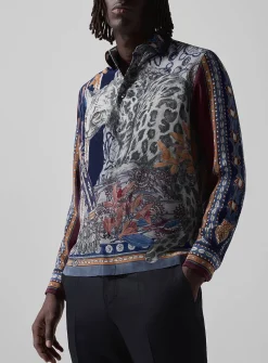 Leopard print floral pure silk shirt