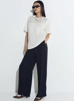 Lia flowy twill wide-leg dress pant