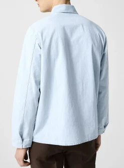Light blue cotton canvas overshirt