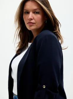 Lightweight crepe open casual jacket